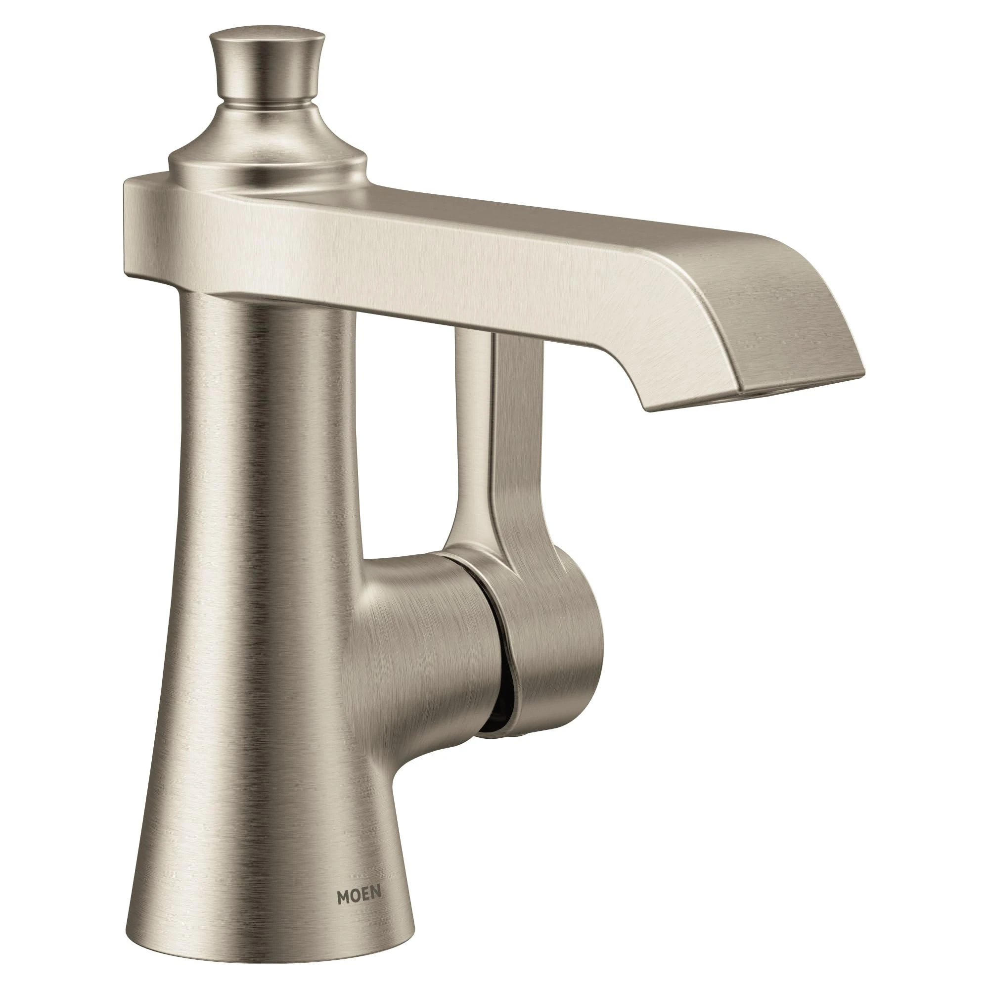 Moen S6981BN One-Handle Single Hole Bathroom Faucet with Drain Assembly, Brushed Nickel