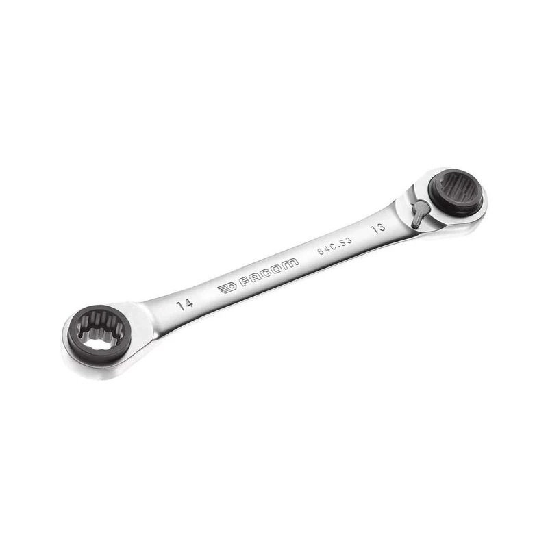 FACOM 64C.S3 - Metric Multi-Aperture Straight Ratchet Polyginal Wrench - 12x14mm 13x15mm