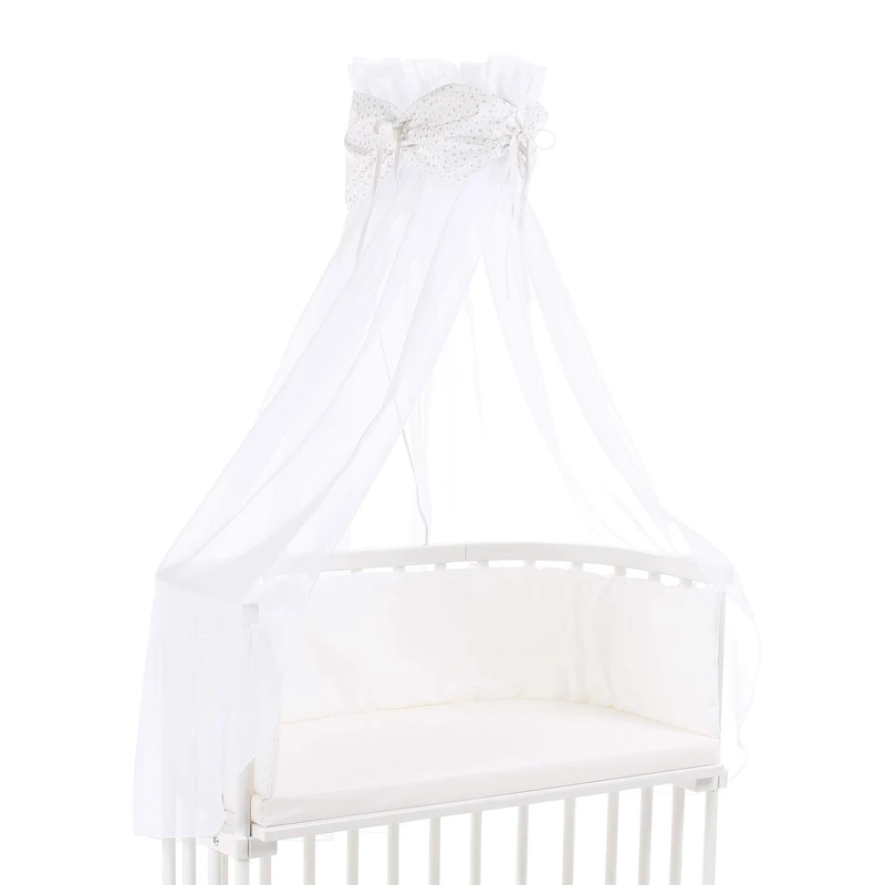 babybay Canopy Organic Cotton with Loop Suitable for All Models, White Glitter Stars Silver