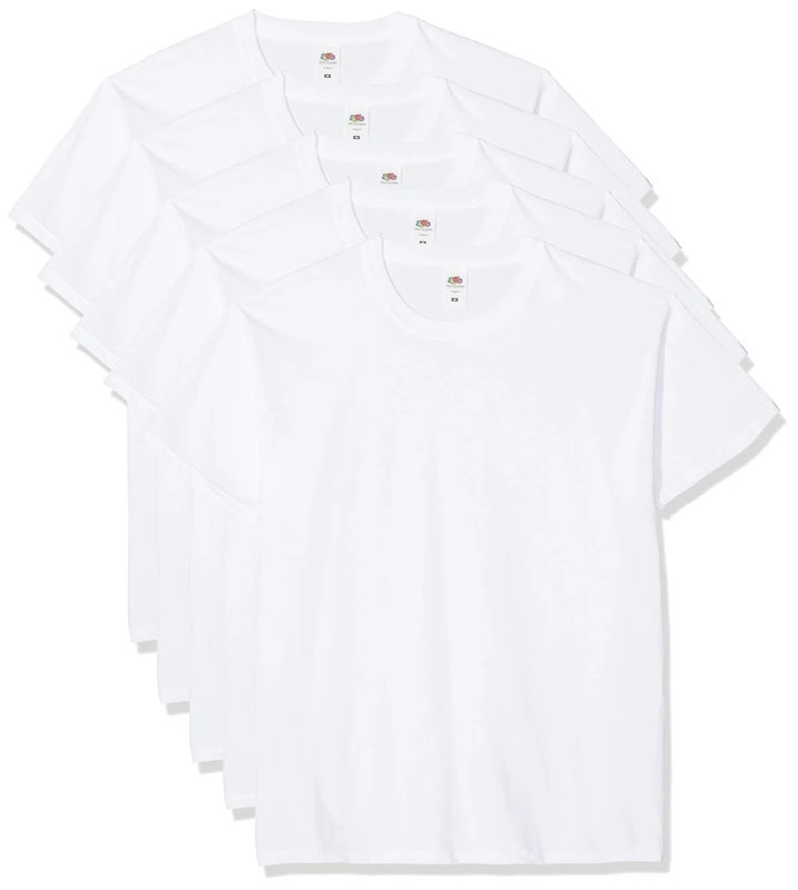 Fruit of the Loom Men's Original Tee, 5 Pack Regular Fit Crew Neck Short Sleeve 5 T - Shirt, White (White 30), Medium (Manufacturer Size:M)
