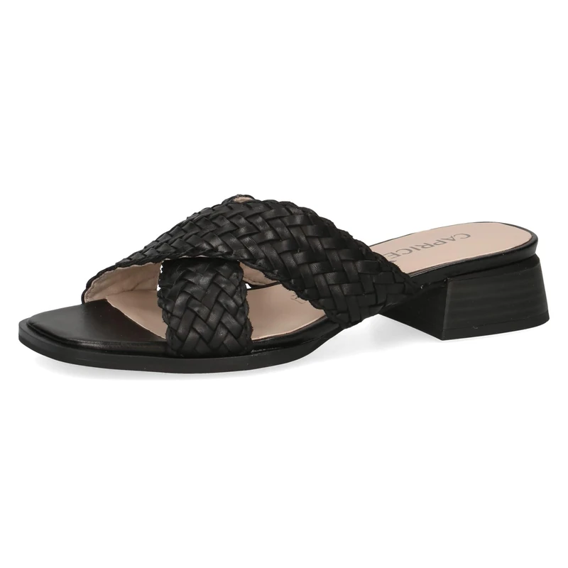 CAPRICE Women's Leather Mules with Block Heel, Black (Black Nappa), 6 UK