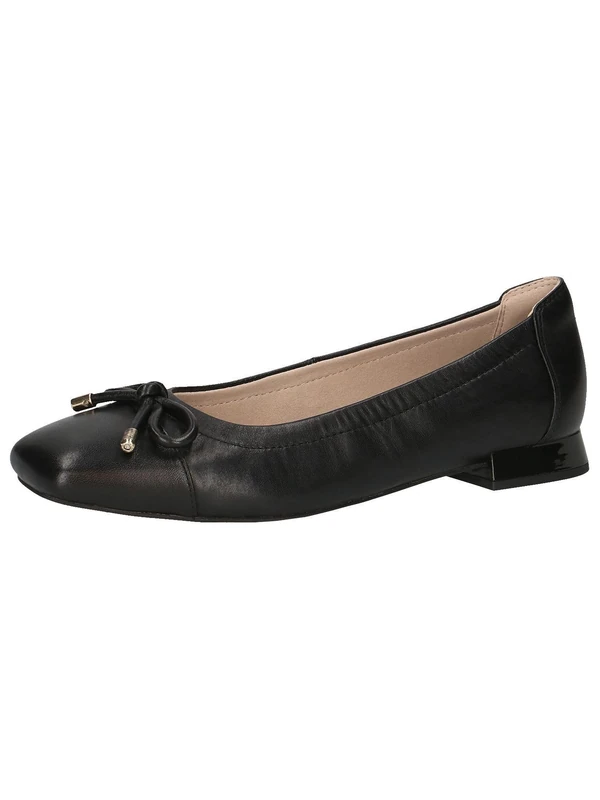 CAPRICE Women Ballet Flats Leather with Block Heel, Black (Black Nappa), 5 UK - Image 1