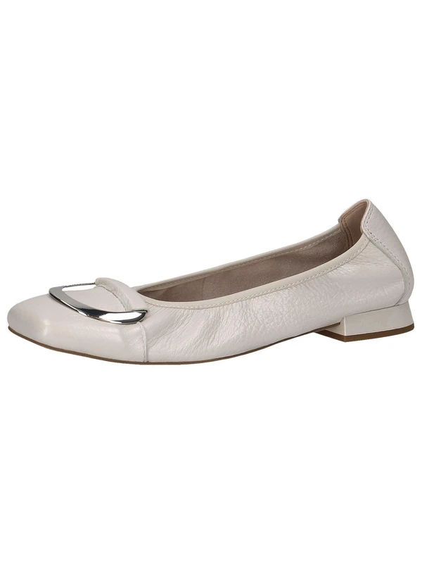 CAPRICE Women Ballet Flats Leather Elegant, Cream (Pearl Perl Dee), 6 UK