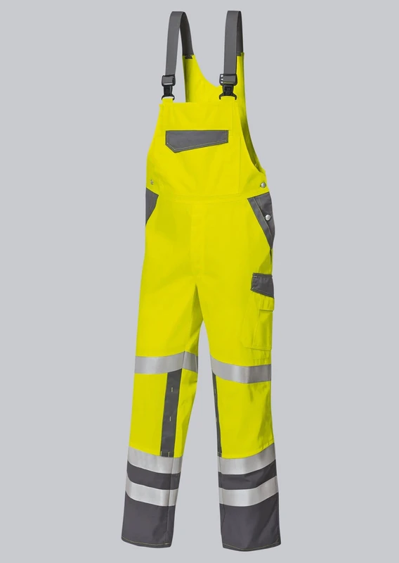BP 1804-720-5681 Bib & Brace, Stretch Braces With Clip Fastenings, 305,00 G/M², Reinforced Cotton, Anthracite/Red, Size 31/32L