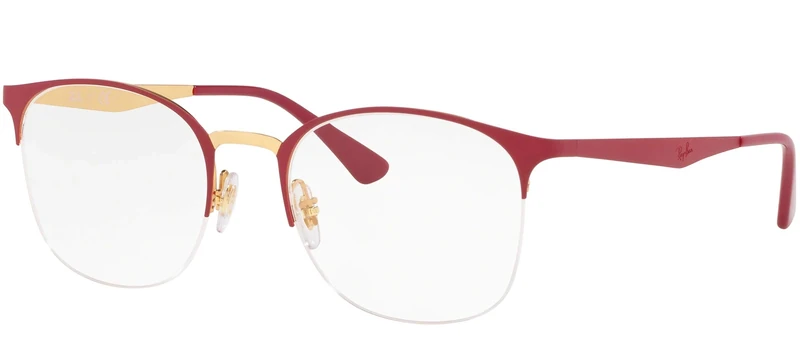 Ray-Ban Women's 0RX6422 Optical Frames, Black (Top Matte Red On Shiny Gold), 51.0