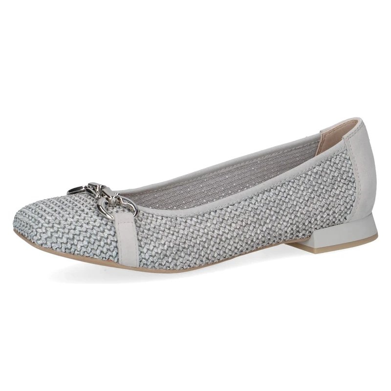 CAPRICE Women Ballet Flats Raffia Elegant, Blue (Lt.Blue Comb), 4 UK