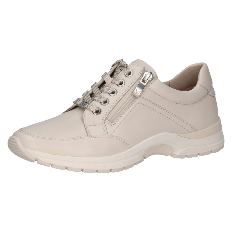 CAPRICE Women's Low-top Leather Sneakers with Zipper, Ivory (Offwhite Soft), 3.5 UK