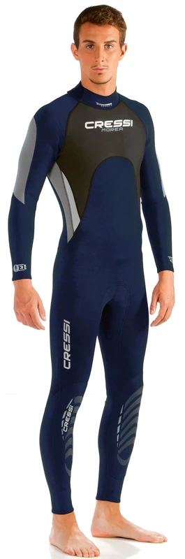 Cressi Men's Morea Man 3mm Premium Neoprene Full Length Wetsuit, Blue/Grey/Silver, XL UK