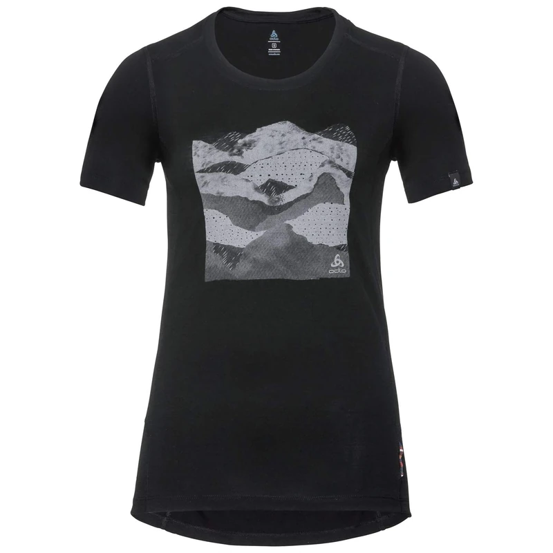 Odlo Women's Crew Neck Alliance T-Shirt, Black Collage Print, SS19, L