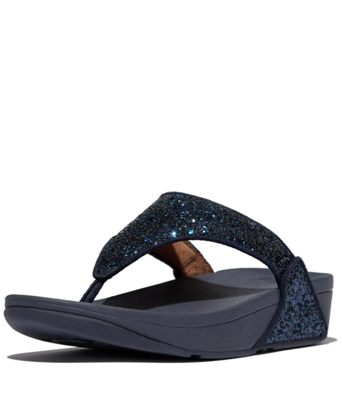 Fitflop Women's Lulu Glitter Flip Flops, Toe-Post Sandals, Comfortable with Natural Arch Support - Midnight Navy - 4 UK