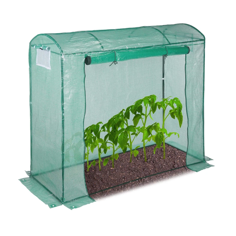 Relaxdays Tomato Greenhouse, Domed Roof, With Door, Grow Tent, Steel and Foul, UV-Protection, HWD: 170x80x200cm, Green