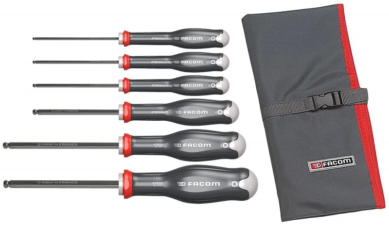 FACOM ATWSH.JT6 Set of 6 Protwist® Screwdrivers, 6 Pointed Sides with Ball Head