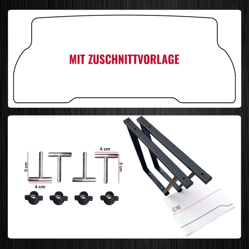 BREMER SITZBEZÜGE Powder-coated multi-flex board console compatible with VW Multivan T5 T6 T6.1 / T5 accessories / T6 bed extension/height 51 cm 2 pieces in black