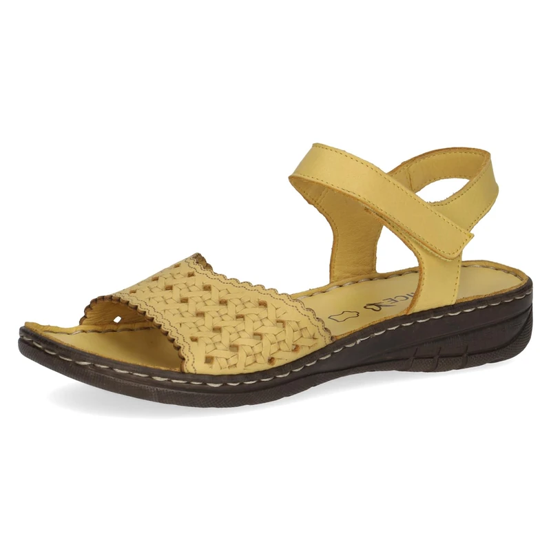 CAPRICE Women's Heeled Leather Sandals Comfortable, Yellow (Yellow Nappa), 7.5 UK