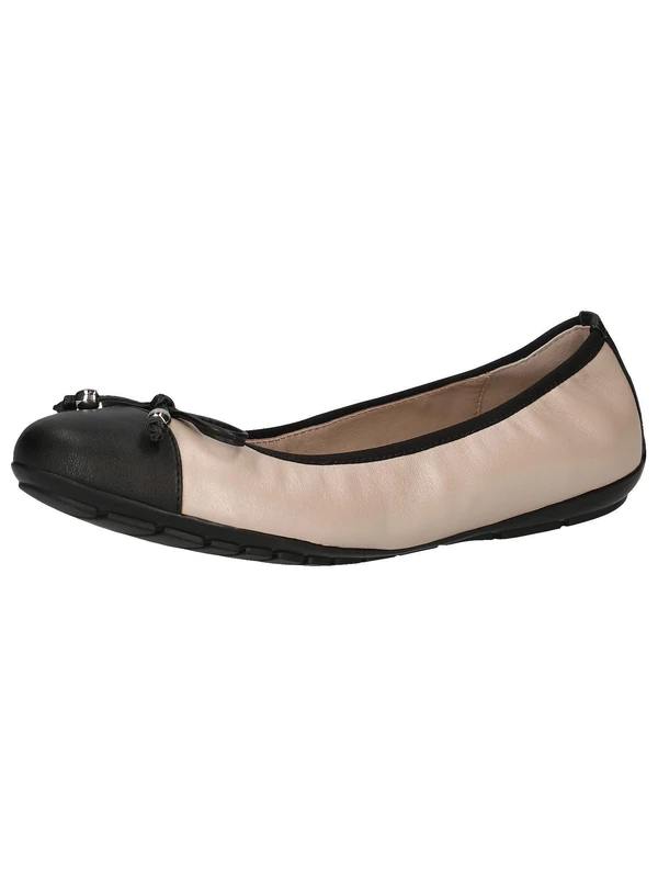 Caprice Women Ballet Flats Leather with Patent Finish, Beige (Beige Comb), 6.5 UK