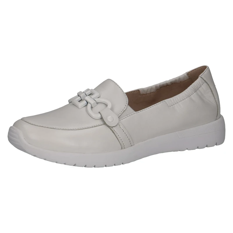 CAPRICE Women's Leather Loafers Comfortable, White (White Softnap.), 6.5 UK