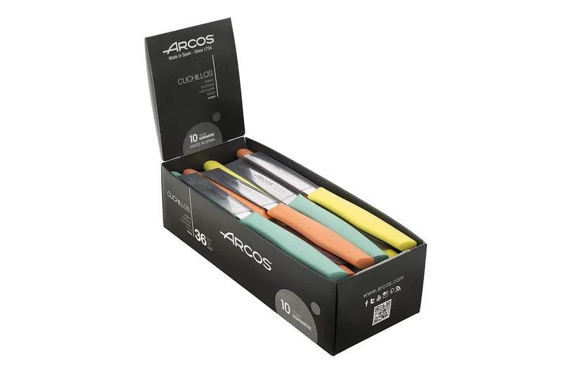 Arcos Series Nova - Paring Knife Set 36 Pieces - Blade Nitrum Stainless Steel 3" - Polypropylene Handle in 3 Colors