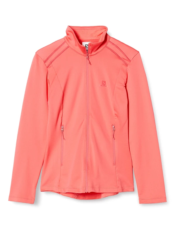 Salomon Women'S Fleece Jacket, Discovery LT FZ W, Synthetic Blend, Pink (Calypso Coral), Size S, LC1232700