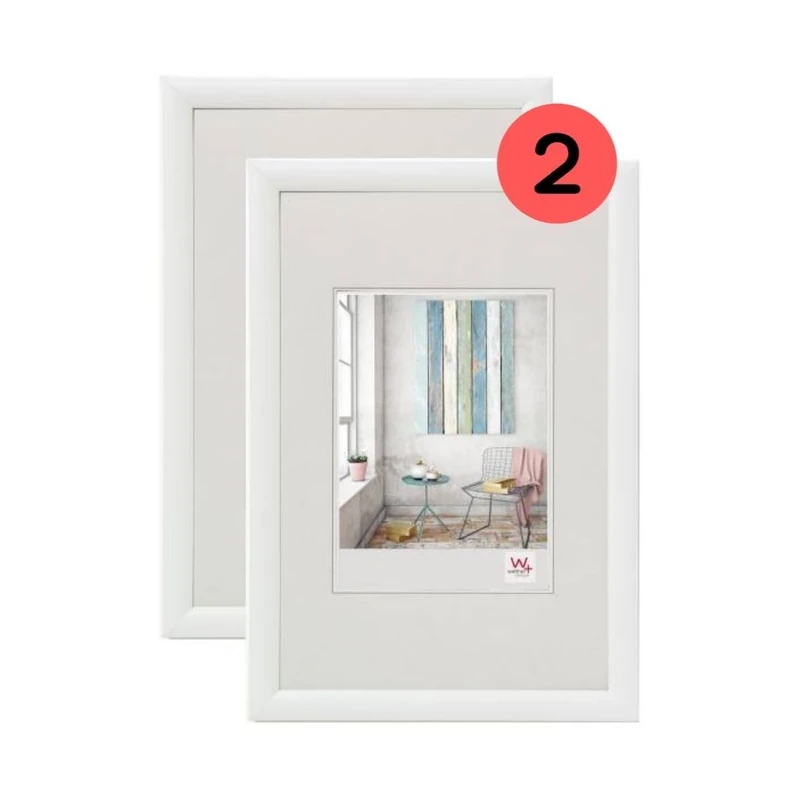 walther Design Picture Frame White 40 x 50 cm Twin Pack, Trendstyle Plastic Frame KP050WD