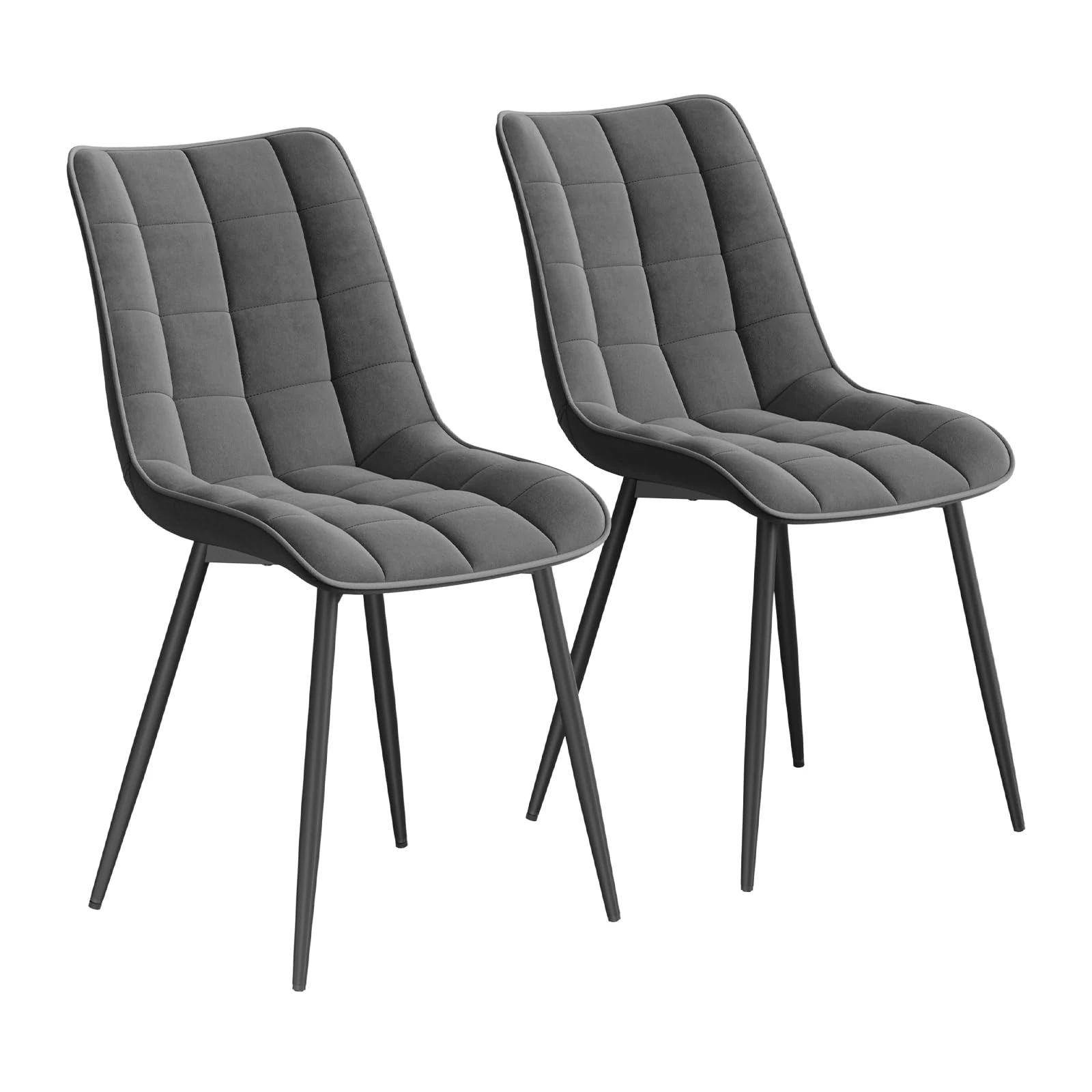 WOLTU Dining Chairs Set of 2, Accent Chairs for Kitchen/Dining Room/Bedroom/Reception Room with Backrest and Upholstered Seat, Velvet, Dark Grey, BH142dgr-2