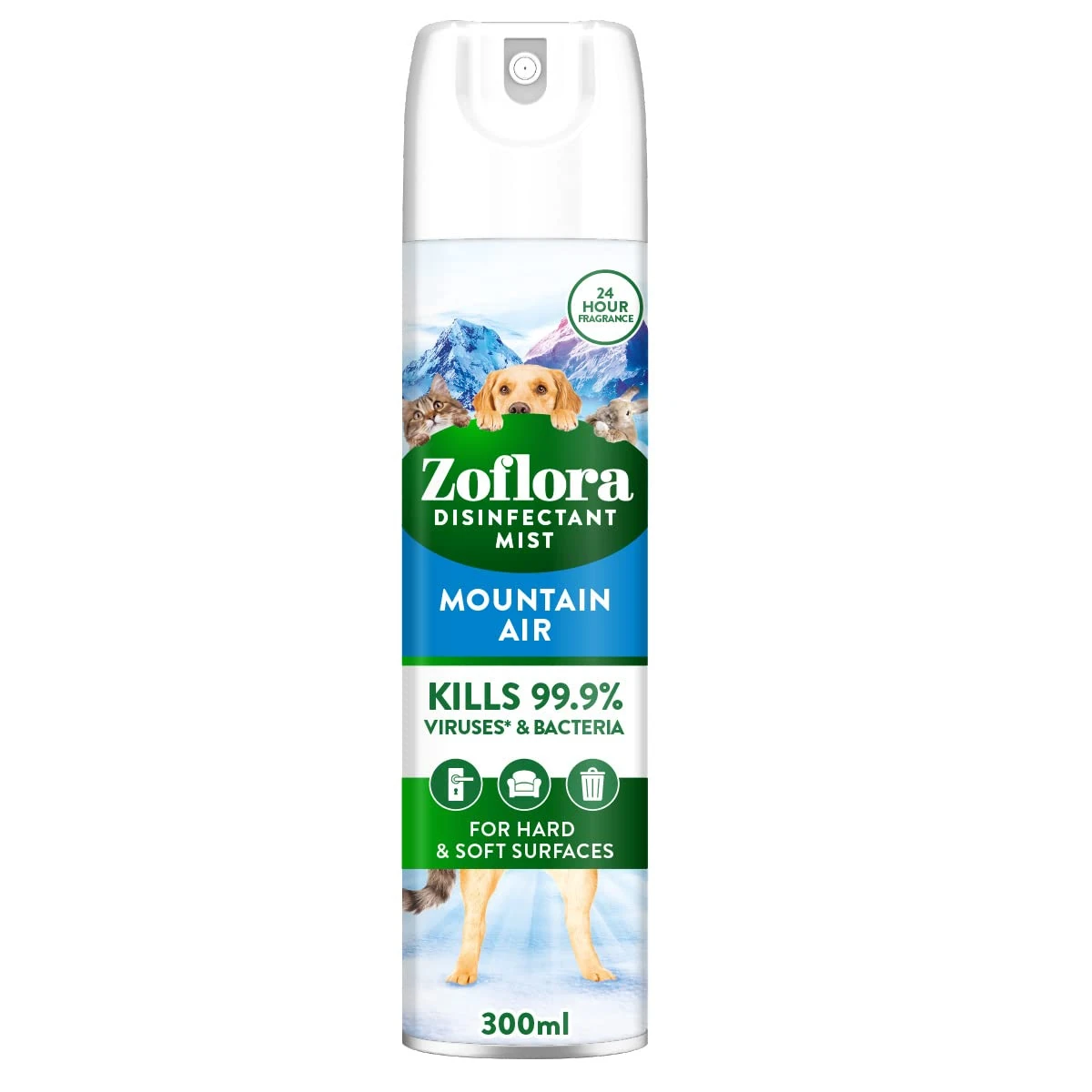Zoflora Mountain Air Air & Fabric Mist Spray, 1 x 300ml, Odour Eliminator, Long-Lasting Fresh Scent, Antibacterial & Multi-Purpose Freshener.