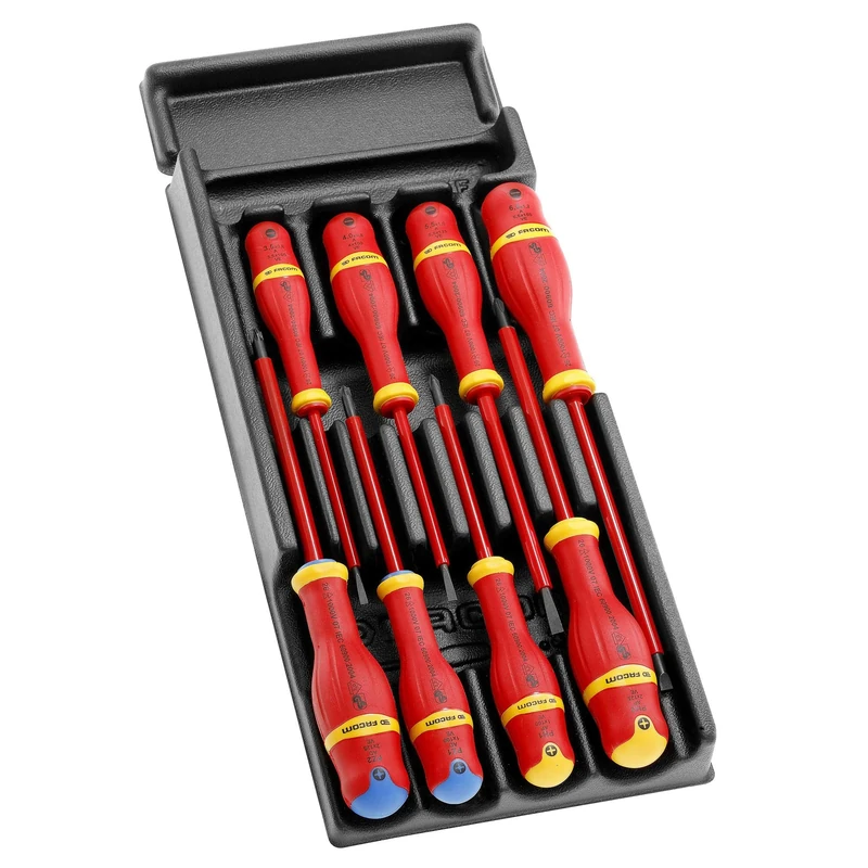 FACOM - Set of 8 1000V Insulated Protwist Screwdrivers - MOD.AT1VE - Suitable for Handmaids - Ergonomic Two-Tone Handle - Comfort of Use - Complete Set - Hand Tools for Workshop