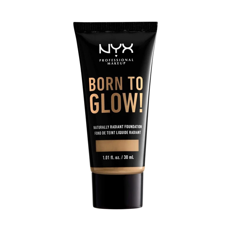 NYX Professional Makeup Born to Glow Radiant Foundation, Iridescent Finish, Buildable Medium Coverage, Vegan Formula, Shade: Beige