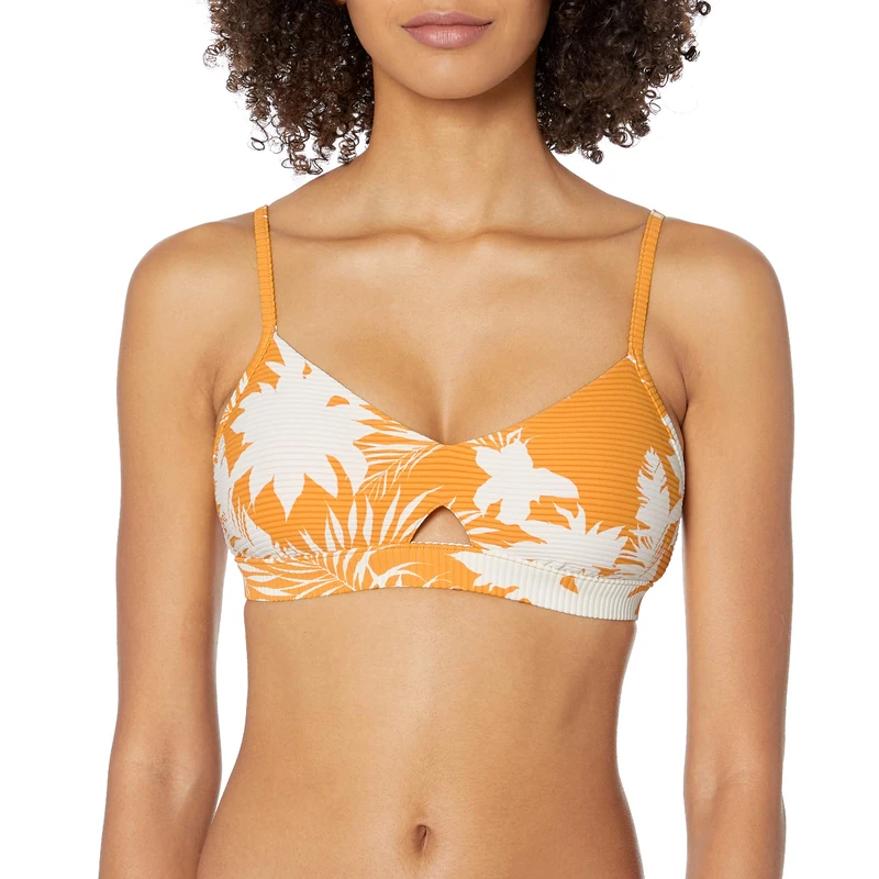 Seafolly Women's Wild Tropics Hybrid Bralette Bikini Top, Gold (Saffron Saffron), 28B (Size: 6)