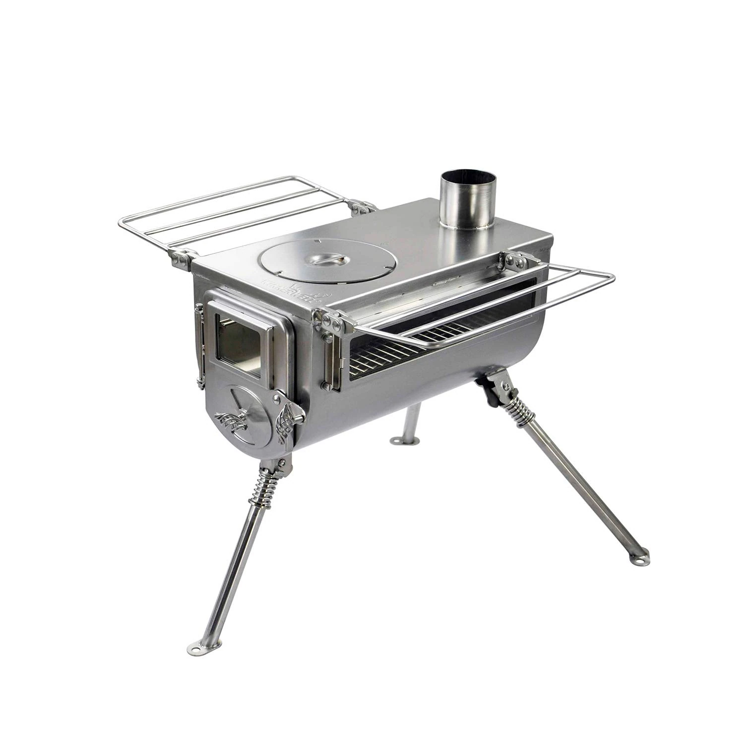 Winnerwell Woodlander Double-View Medium Tent Stove | Portable wood Burning Tent Stove for Tents, Shelters, and Camping | 800 Cubic Inch Firebox | Stainless Steel Construction | Includes Chimney Pipe