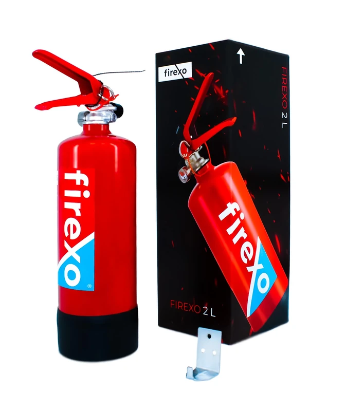 Firexo All in One Fire Extinguisher (2 Litre / 2 kg) - Multipurpose Extinguisher for ALL FIRES inc. Li-ion Battery Fires! - Safety & Emergency Equipment for Home, Kitchen, Fireplace, Grill, Caravan