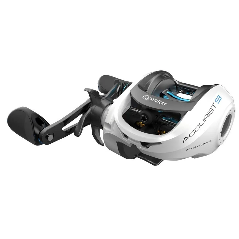 Quantum Accurist Inshore Baitcast Fishing Reel, Size 100 Reel, Right-Hand Retrieve, Continuous Anti-Reverse Clutch, 7.0:1 Gear Ratio, White