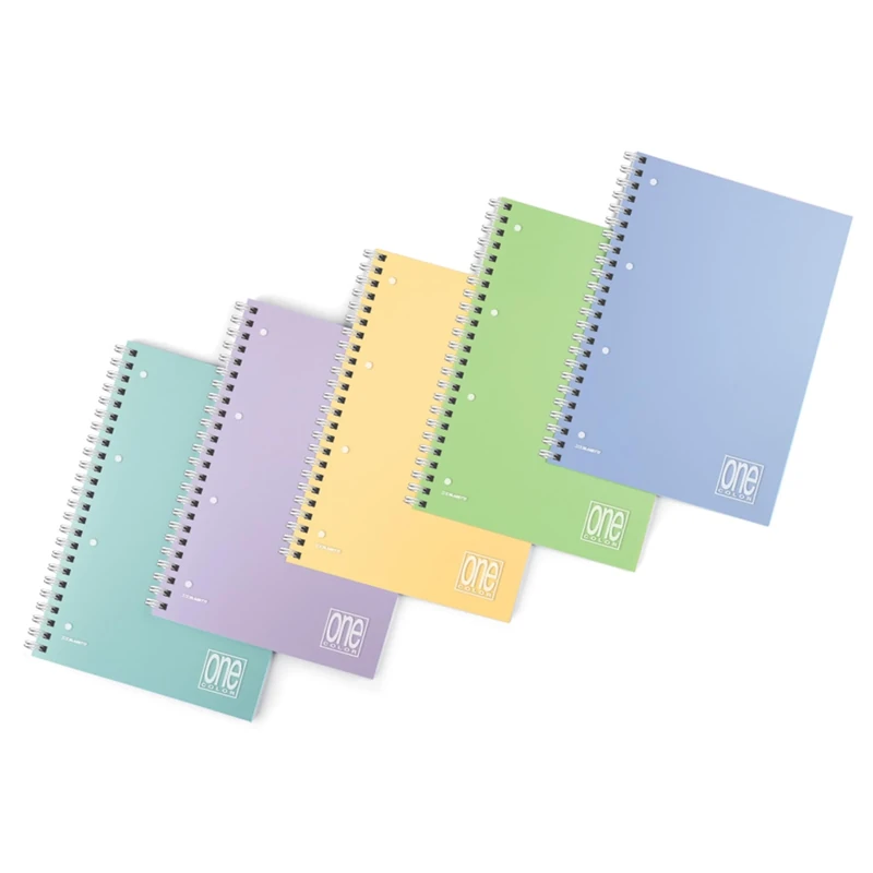 Blasetti One Color - PASTELLO Notebook with Side Spiral with Storage Holes, Pack of 6, Paper 80 g, Plastic Monochrome Washable Cover - Ruling 5 M (5 mm Squares)