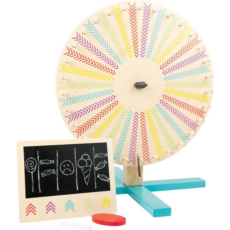 Small Foot 11371 Prize Wheel Active made of wood, FSC® 100%-certified, with a small chalkboard for teams and points
