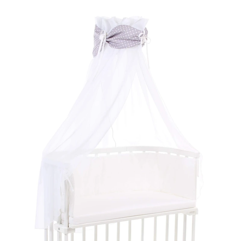 babybay Canopy Organic Cotton with Loop Suitable for All Models, Light Grey Stars White