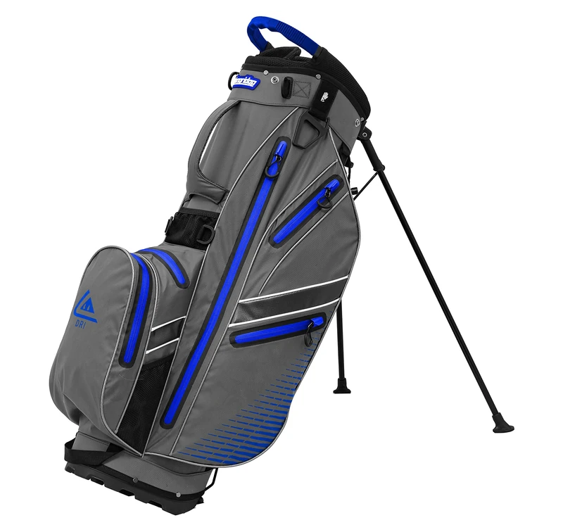 Longridge Elements Waterproof Golf Stand Bag with 8-Way Divider, Grey/Royal Blue