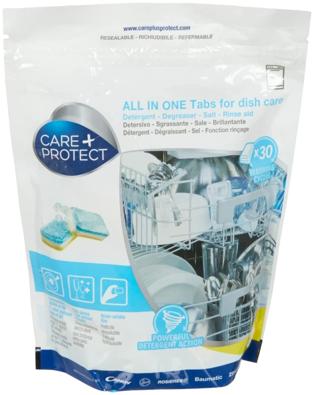 CARE+PROTECT Dishwasher Tabs - Detergent, Degreaser, Rinse, 30 - Image 1