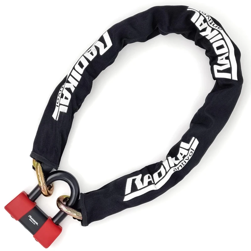 RADIKAL RK48150 Premium Motorcycle Chain Lock + Mini U RK75 Lock Disc Lock, SRA Approved, ø13.5mm/0.53in, Robust Versatile Anti Theft for Motorcycle, Scooter, Bicycle, Anchor, Parking, 150cm Long