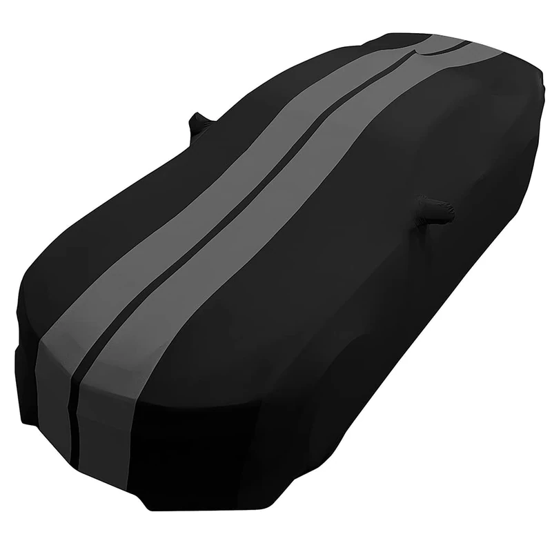 2010-2023 Camaro Ultraguard Sport Series Stretch Satin Indoor Car Cover - The Ultimate Custom FIT : Black with Gray Stripes