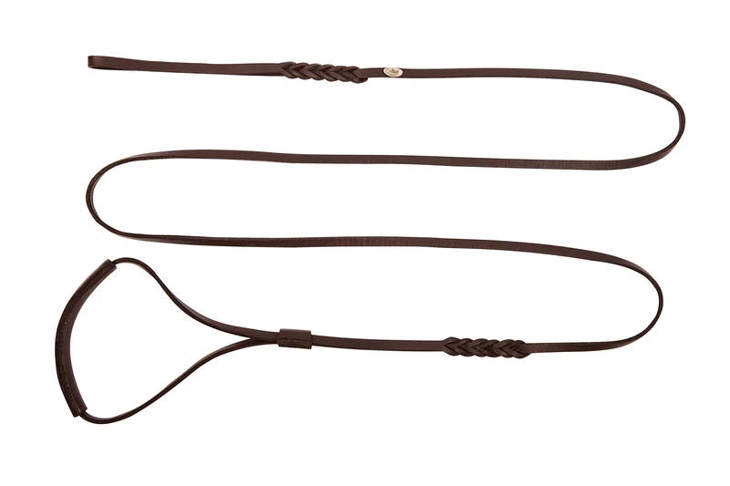 Dingo Soft Leather Show Lead With Braided Handle, Handmade, Dog Exhibition Leash, Brown 10700