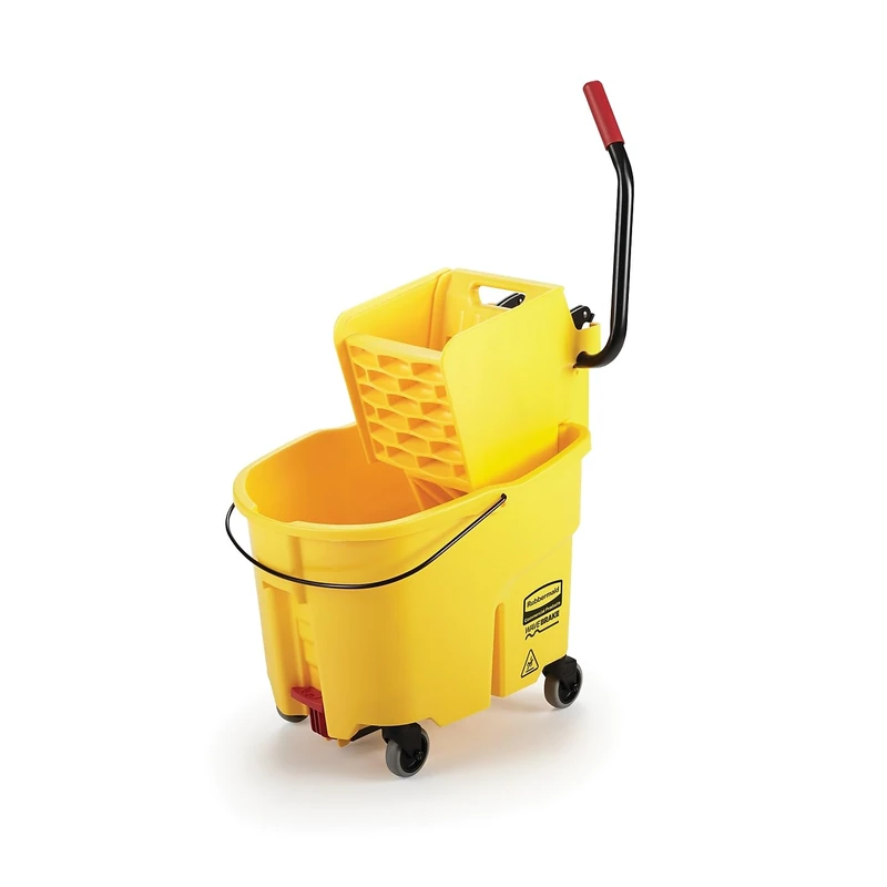Rubbermaid Commercial 35Qt WaveBrake 2.0 Side-Press Mopping Bucket and Wringer with Foot Pedal Drain, Yellow, (2031764) - Image 1