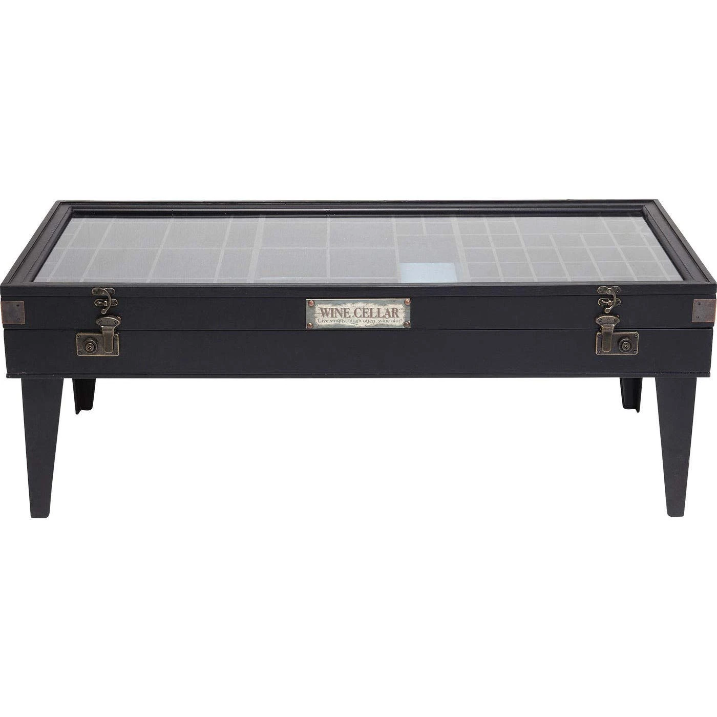 Kare Design Coffee Table Collector, Black, Wood, Glass Table Top, Sofa Side Table for Living Room, Bedroom, Office, 122x55x46 cm (H/W/D)