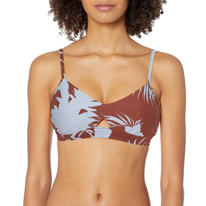 Seafolly Women's Wild Tropics Hybrid Bralette Bikini Top, Brown (Amber Amber), 32B (Size: 10)