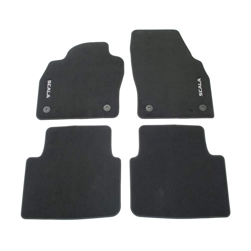 Skoda 657061404 Standard Textile Floor Mats 4 x Fabric Mats Black with Scala Lettering