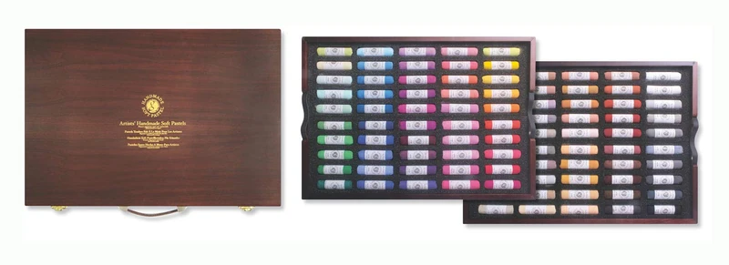 Mungyo MPHM-100WL Gallery Artists' Handmade Soft Pastels Landscape Shades, Set of 100 in Wooden Case, Hand-Rolled Pastels in Artist Quality, Soft Consistency - Image 1