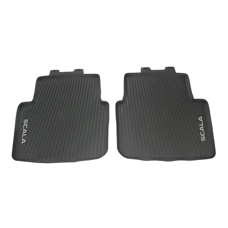 Skoda 657061512 All-Weather Floor Mats Rear Rubber Floor Mats 2 x Premium Rubber Mats with Scala Lettering, Black