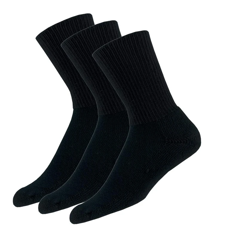 Thorlos Unisex Thick Padded Crew 3 Pair Packs Tennis Socks, Black (3 Pair Pack), L UK - Image 1