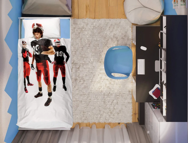 Italian Bed Linen “Kids” Duvet Cover Set, RUGBY 27, Single, Cotton