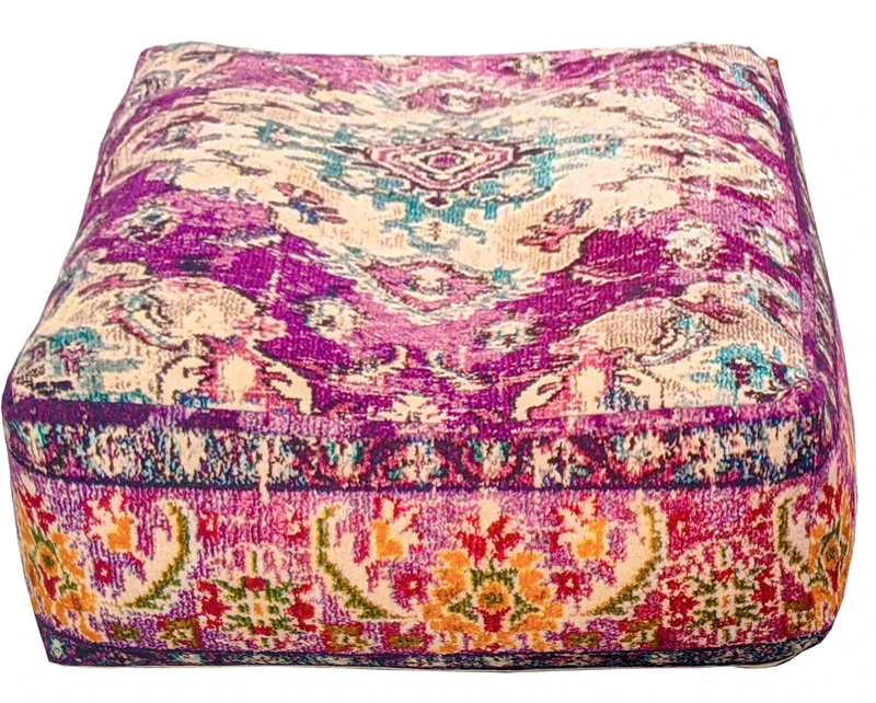 Mandala Life ART Bohemian Yoga Decor Floor Cushion Cover - 60x20 cm - Square Meditation Carpet Pillow Case - Printed Cotton Rug Pouf