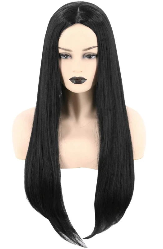 Topcosplay Women's Long Black Straight Wig Cosplay Wig Halloween Costume Wigs (Black)