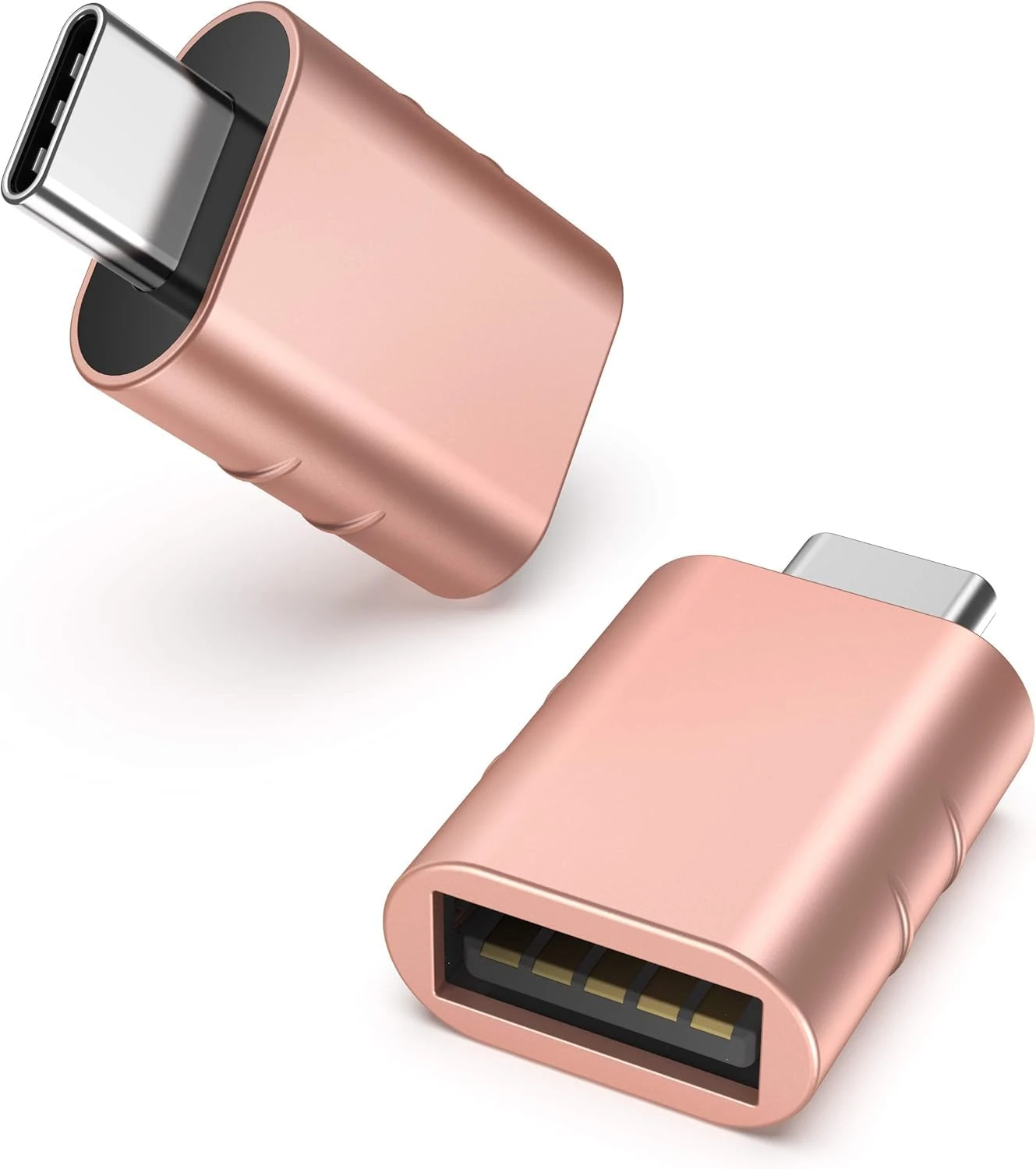Syntech USB C to USB Adapter(2 Pack), USB-C Male to USB 3.0 Female Adapter Compatible with iPhone 15 Pro Max MacBook Pro Air after 2016, Dell XPS, More Type C or Thunderbolt 3 Devices, Rose Gold